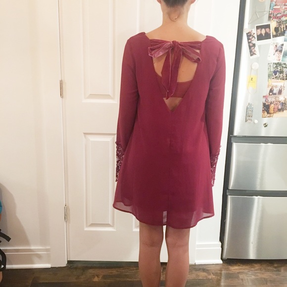 Reckless Angel | wine red bell sleeve dress | S - Picture 7 of 7